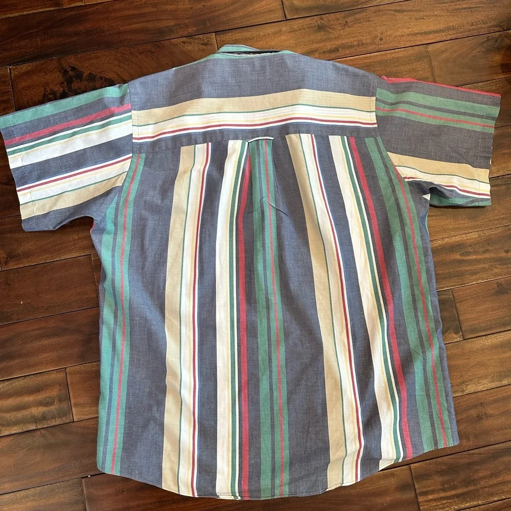 Gant Vintage 80s/90s Multicolor Striped Men's Shirt Size Large Retro Print - Picture 3 of 3